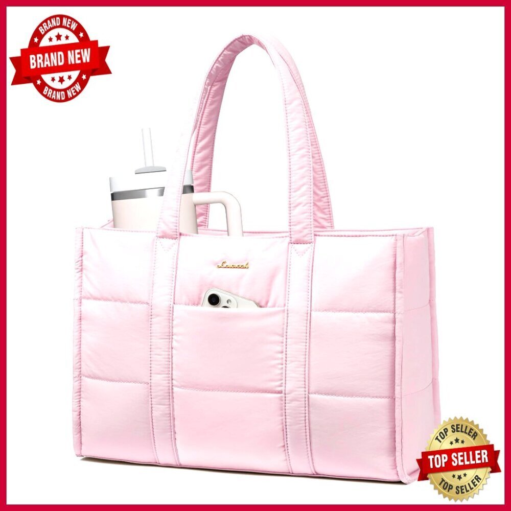 Puffer Tote Laptop Bag 15.6 Inch Lightweight Shoulder Bag for Work Travel